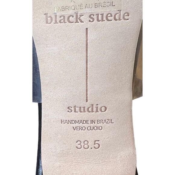 Black Suede Studio Melanie Ankle Strap Clear & Black Heel NWOB Size 38.5/8 1/2 - Picture 9 of 10